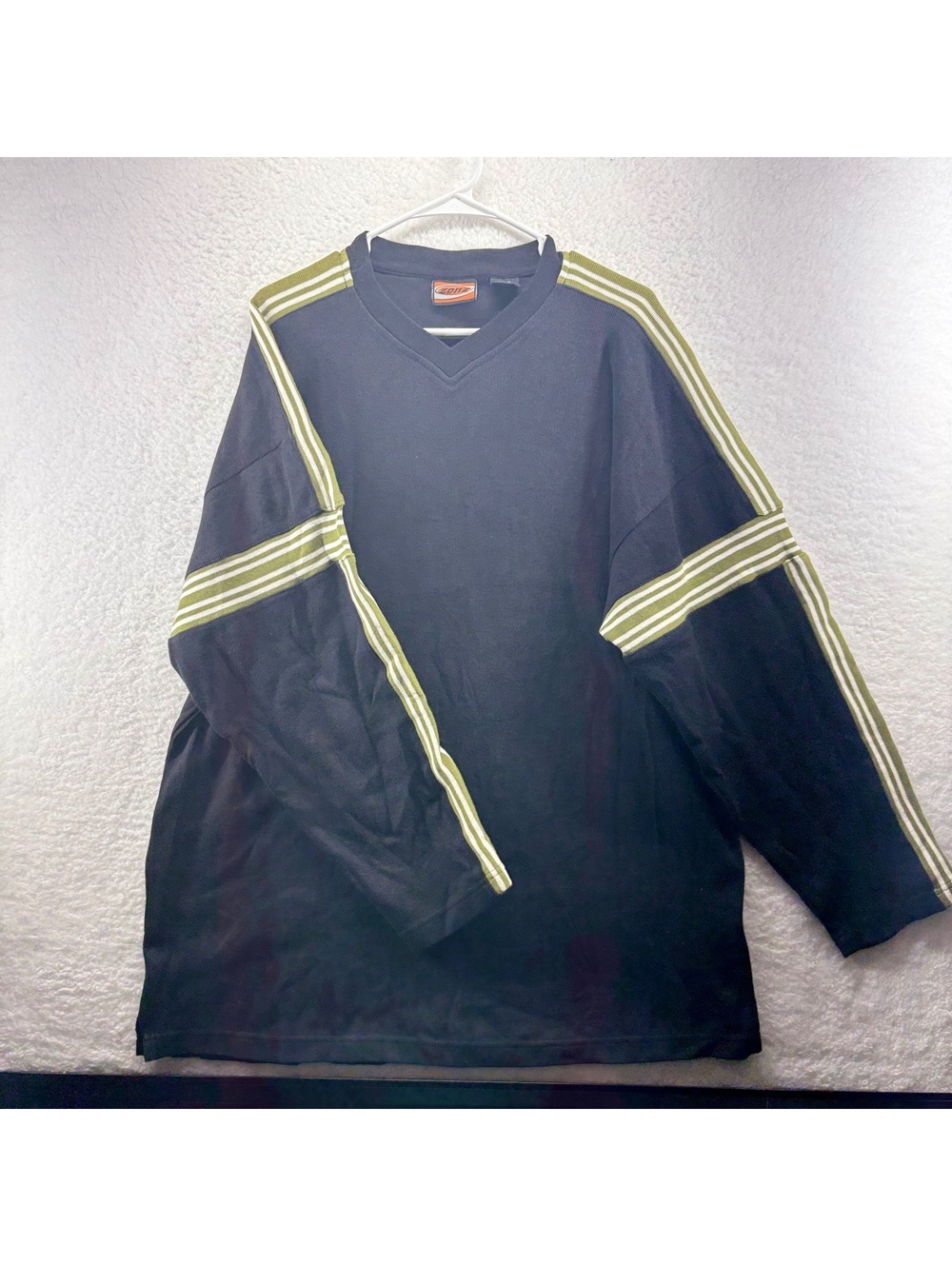 Vintage Zonz Striped Long Sleeve Shirt 90s Skater Emo Grunge Black